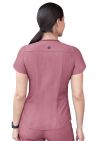 Adar Women's Modern V-Neck Scrub Top - Heather French Olive - Heather Wine