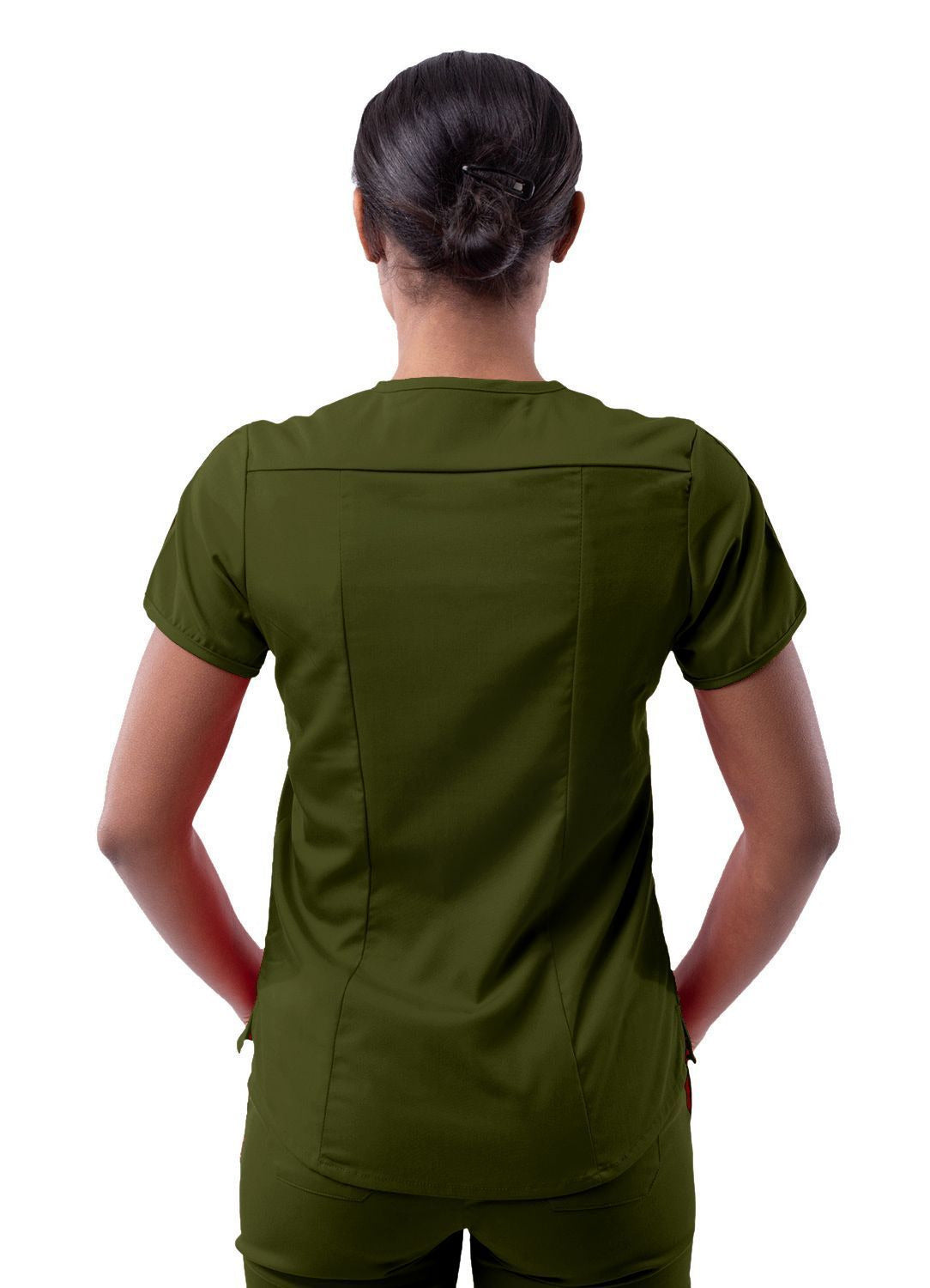 Adar Women's Modern V-Neck Scrub Top - Oliver - Pewter - Rapture Rose