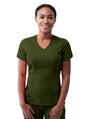 Adar Women's Modern V-Neck Scrub Top - Oliver - Pewter - Rapture Rose