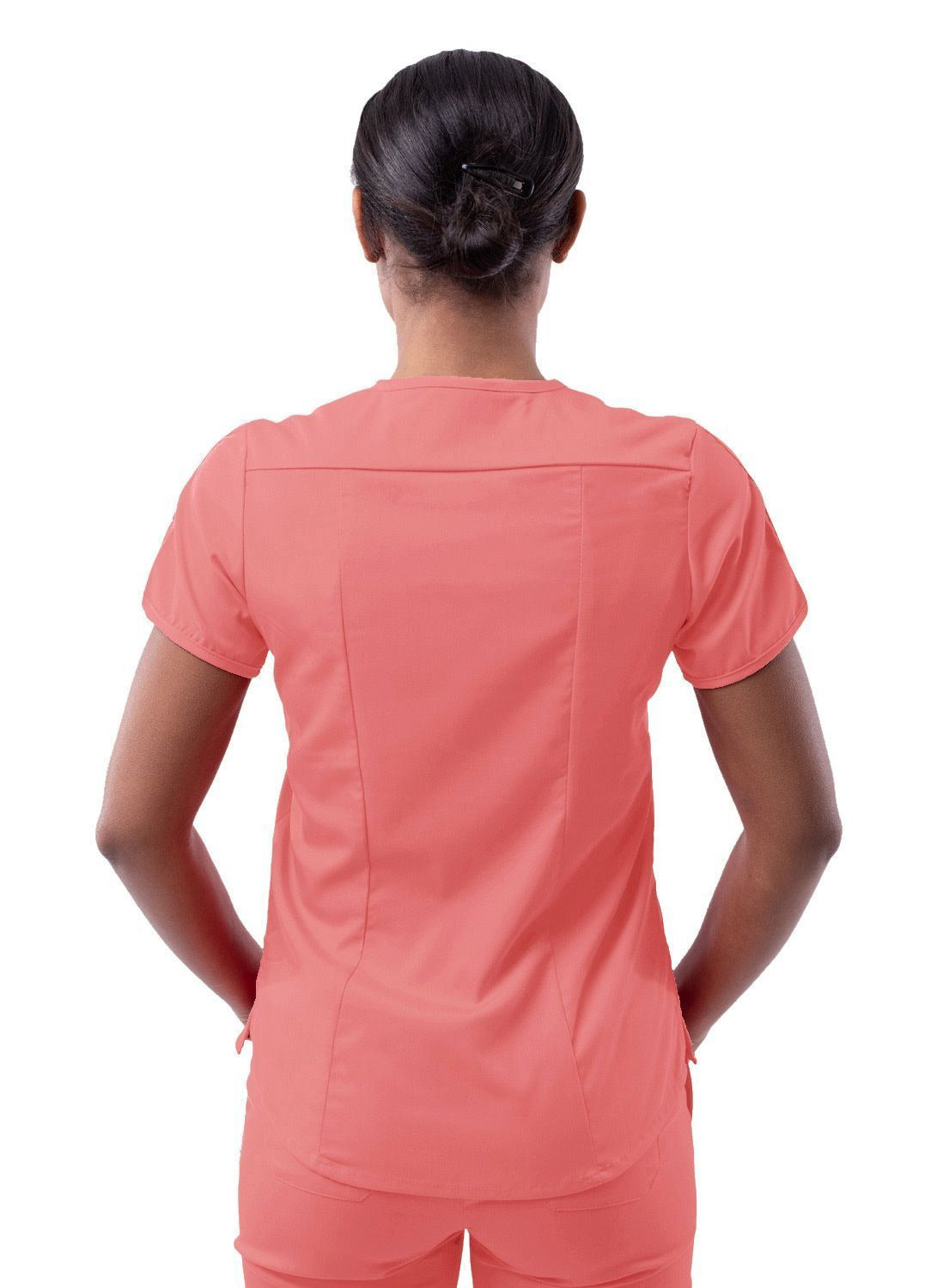 Adar Women's Modern V-Neck Scrub Top - Oliver - Pewter - Rapture Rose