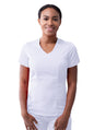Adar Women's Modern V-Neck Scrub Top - Teal Blue - White - Wine