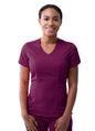 Adar Women's Modern V-Neck Scrub Top - Teal Blue - White - Wine