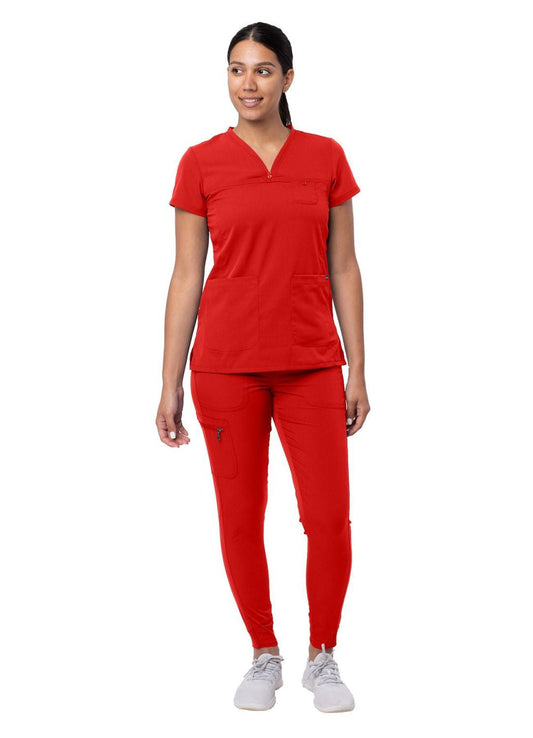 Adar Women's Movement Booster Jogger Scrub Set Apple - Black - Caribbean Blue