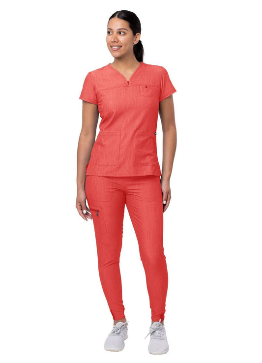 Adar Women's Movement Booster Jogger Scrub Set Heather Apple - Heather French Blue - Heather Coffee