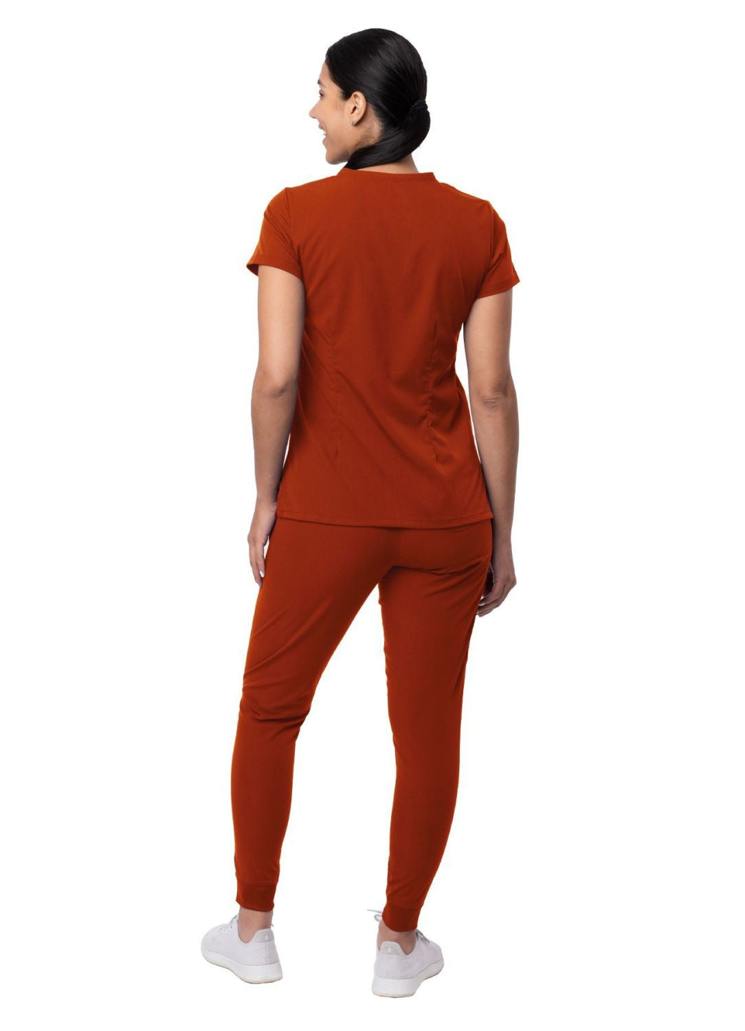 Adar Women's Movement Booster Jogger Scrub Set - Red Ochre - Royal Blue - Spring Leaf