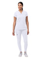 Adar Women's Movement Booster Jogger Scrub Set - Teal Blue - White - Wine