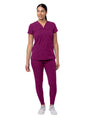 Adar Women's Movement Booster Jogger Scrub Set - Teal Blue - White - Wine