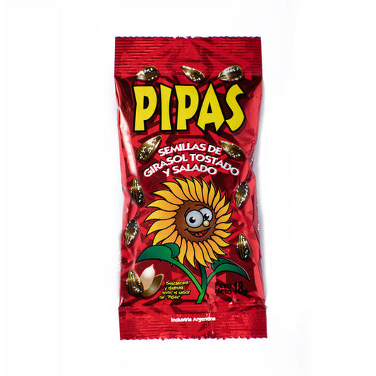 Pampa Direct Pipas Salty Toasted Sunflower Seeds w/shell, 18 g / 0.6 oz (pack of 10)
