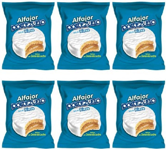 Pampa Direct Portezuelo Alfajor Clásico Nieve Sugar Coated Alfajor Filled with Dulce de Leche from Uruguay, 40 g / 1.41 oz ea (pack of 6)