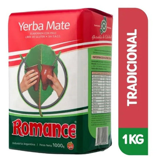 Pampa Direct Romance Yerba Mate Elaborada con Palo Traditional Yerba Mate with Stems from Misiones, Argentina, 1 kg / 2.2 lb bag