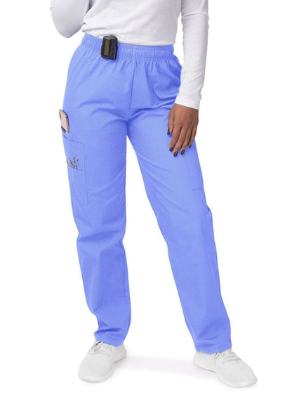 Adar Women's Comfort Elastic Drawstring Cargo Pants - Charcoal - Ceil Blue - White