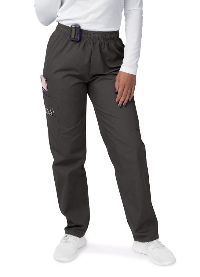 Adar Women's Comfort Elastic Drawstring Cargo Pants - Charcoal - Ceil Blue - White