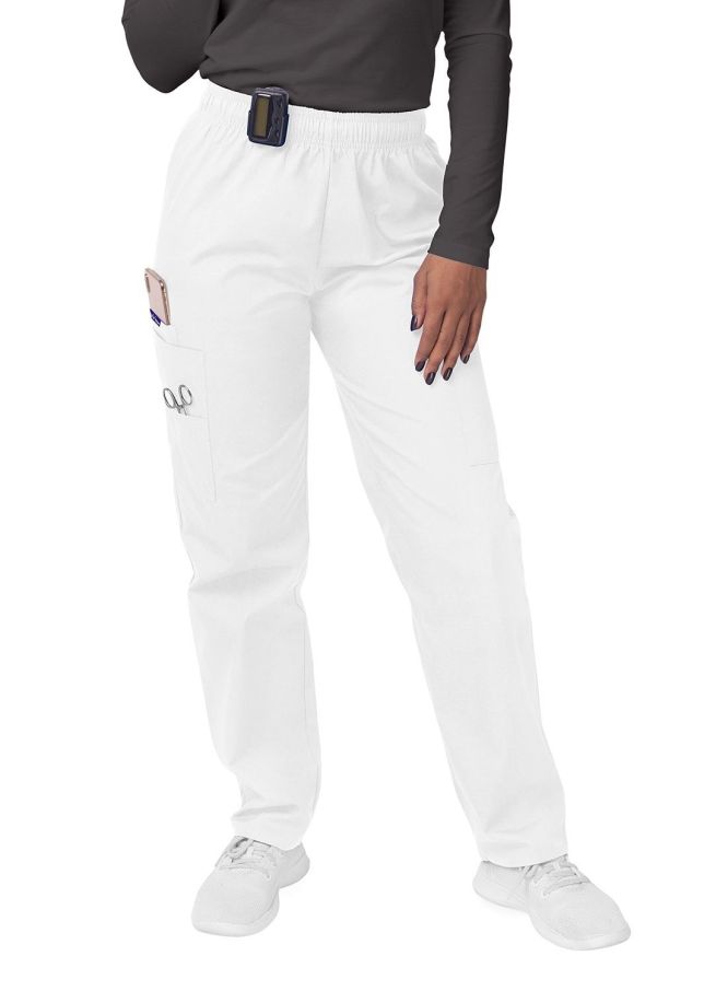 Adar Women's Comfort Elastic Drawstring Cargo Pants - Charcoal - Ceil Blue - White