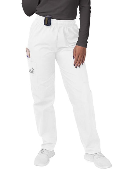 Adar Women's Comfort Elastic Drawstring Cargo Pants - Charcoal - Ceil Blue - White