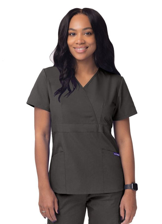 Adar Women’s Mock Wrap Top -Charcoal