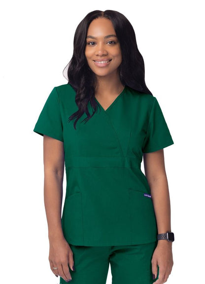 Adar Women’s Mock Wrap Top - Ceil Blue - Hunter Green - Khaki