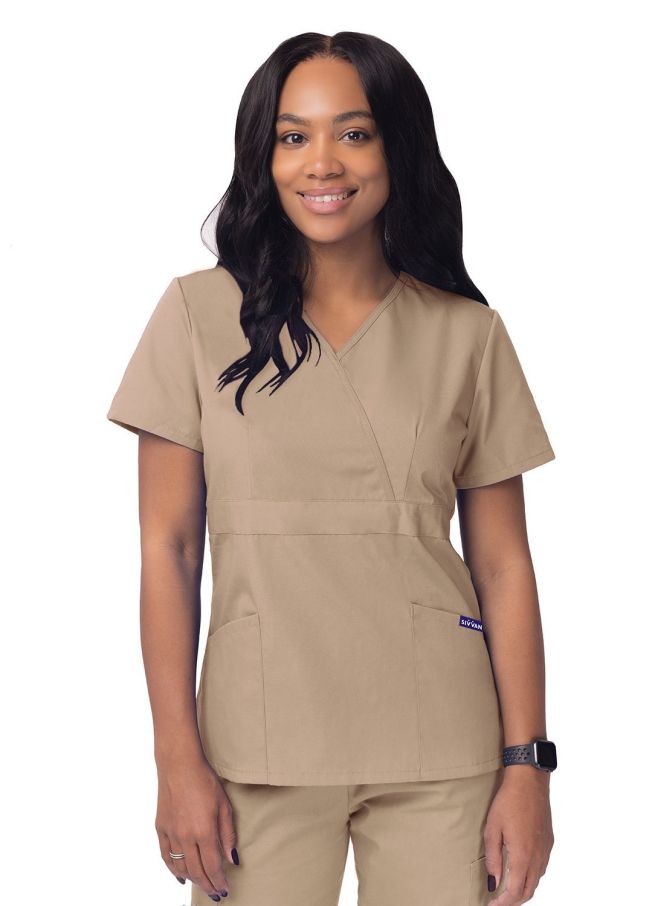Adar Women’s Mock Wrap Top - Ceil Blue - Hunter Green - Khaki
