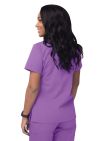 Adar Women’s Mock Wrap Top - Mandarin Orange - Lavender - Charcoal