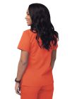 Adar Women’s Mock Wrap Top - Mandarin Orange - Lavender - Charcoal