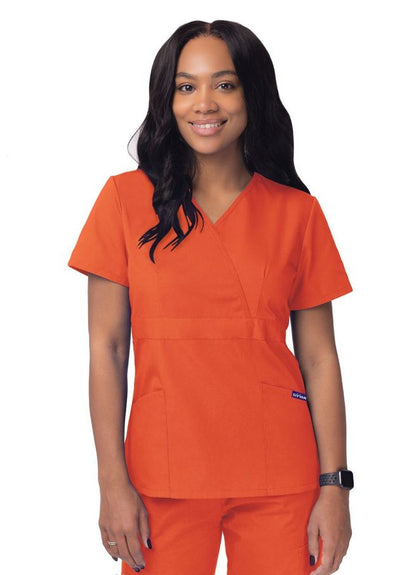 Adar Women’s Mock Wrap Top - Mandarin Orange - Lavender - Charcoal
