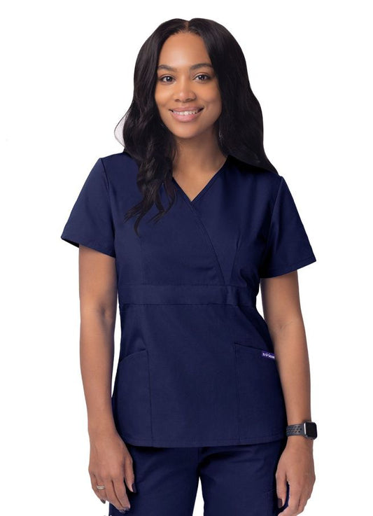 Adar Women’s Mock Wrap Top - Navy - Royal Blue - Purple