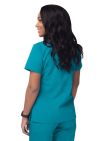 Adar Women’s Mock Wrap Top - Teal Blue - White - Sherbet