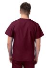 Adar Unisex V-Neck 3 Pocket Top - Burgundy