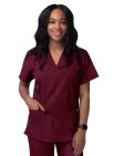 Adar Unisex V-Neck 3 Pocket Top - Burgundy