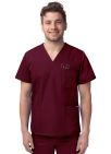 Adar Unisex V-Neck 3 Pocket Top - Burgundy