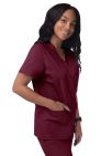 Adar Unisex V-Neck 3 Pocket Top - Burgundy