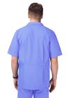 Adar Men's Zippered Short Sleeve Jacket - Charcoal - Burgundy - Ceil Blue