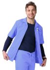 Adar Men's Zippered Short Sleeve Jacket - Charcoal - Burgundy - Ceil Blue