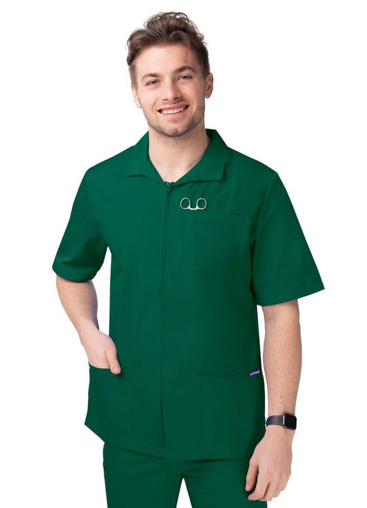 Adar Men's Zippered Short Sleeve Jacket - Hunter Green - Navy - Royal Blue - White