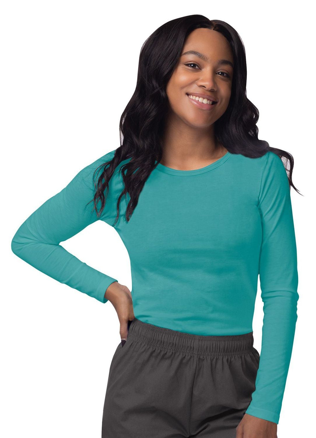 Adar Women's Long Sleeve Comfort Underscrub Tee 1