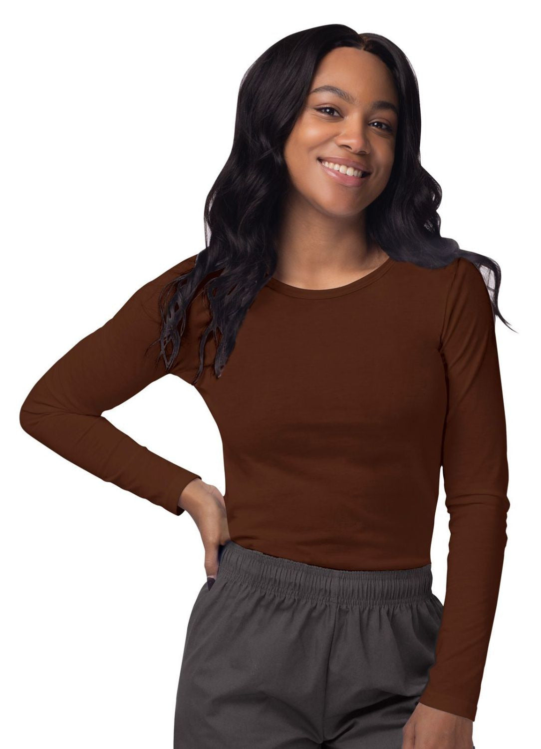 Adar Women's Long Sleeve Comfort Underscrub Tee 1