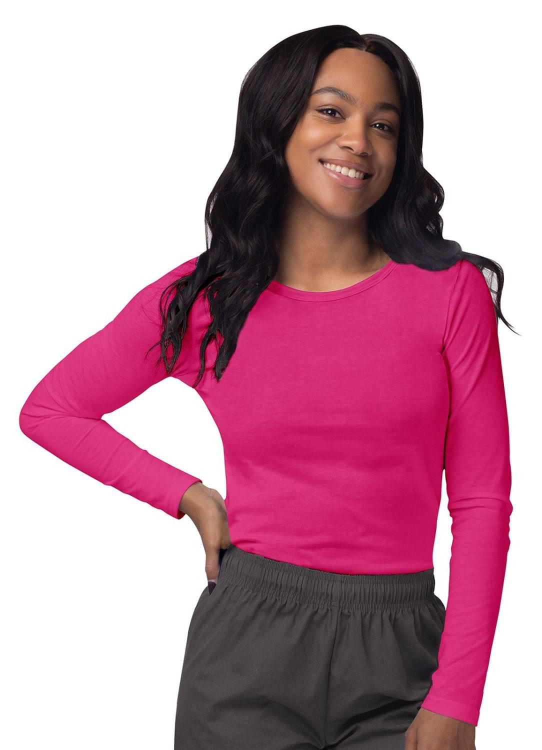 Adar Women's Long Sleeve Comfort Underscrub Tee 2