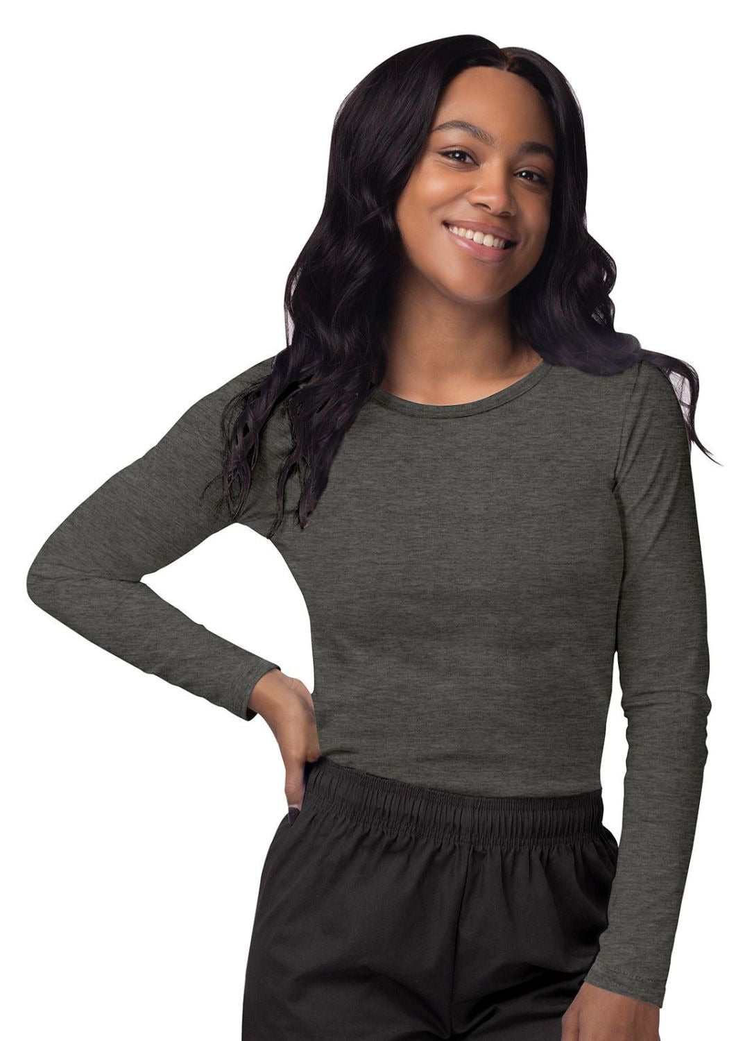 Adar Women's Long Sleeve Comfort Underscrub Tee 2