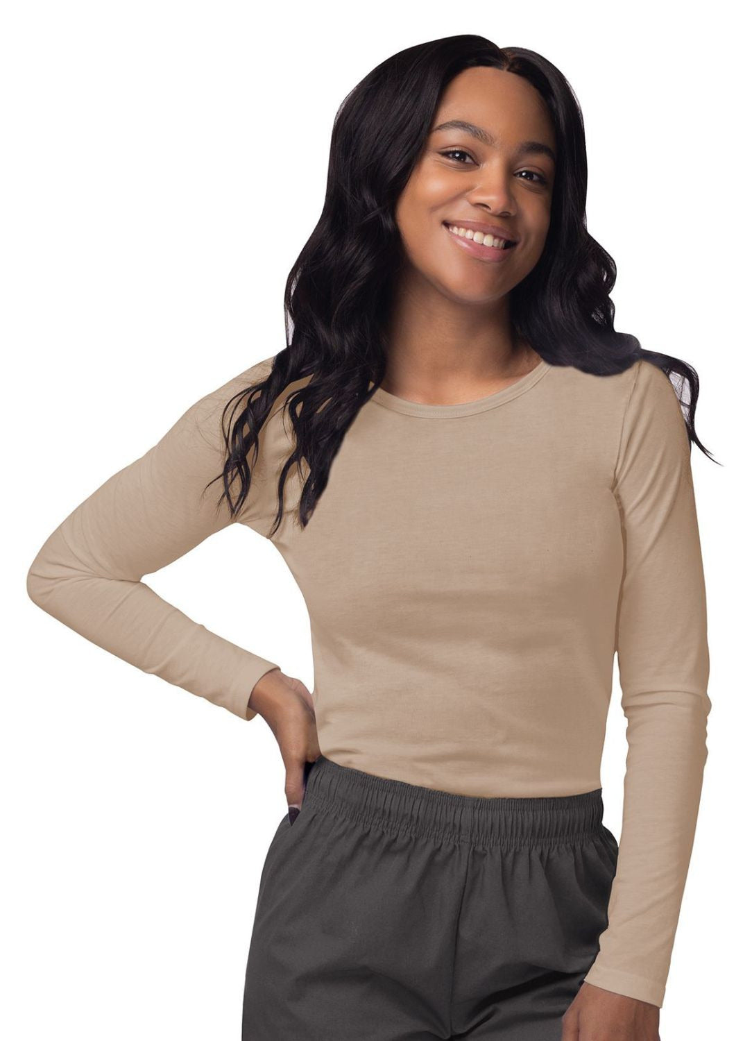 Adar Women's Long Sleeve Comfort Underscrub Tee 2