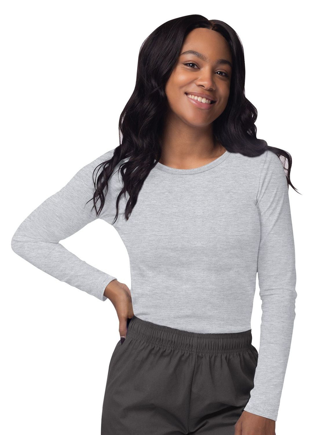 Adar Women's Long Sleeve Comfort Underscrub Tee 2