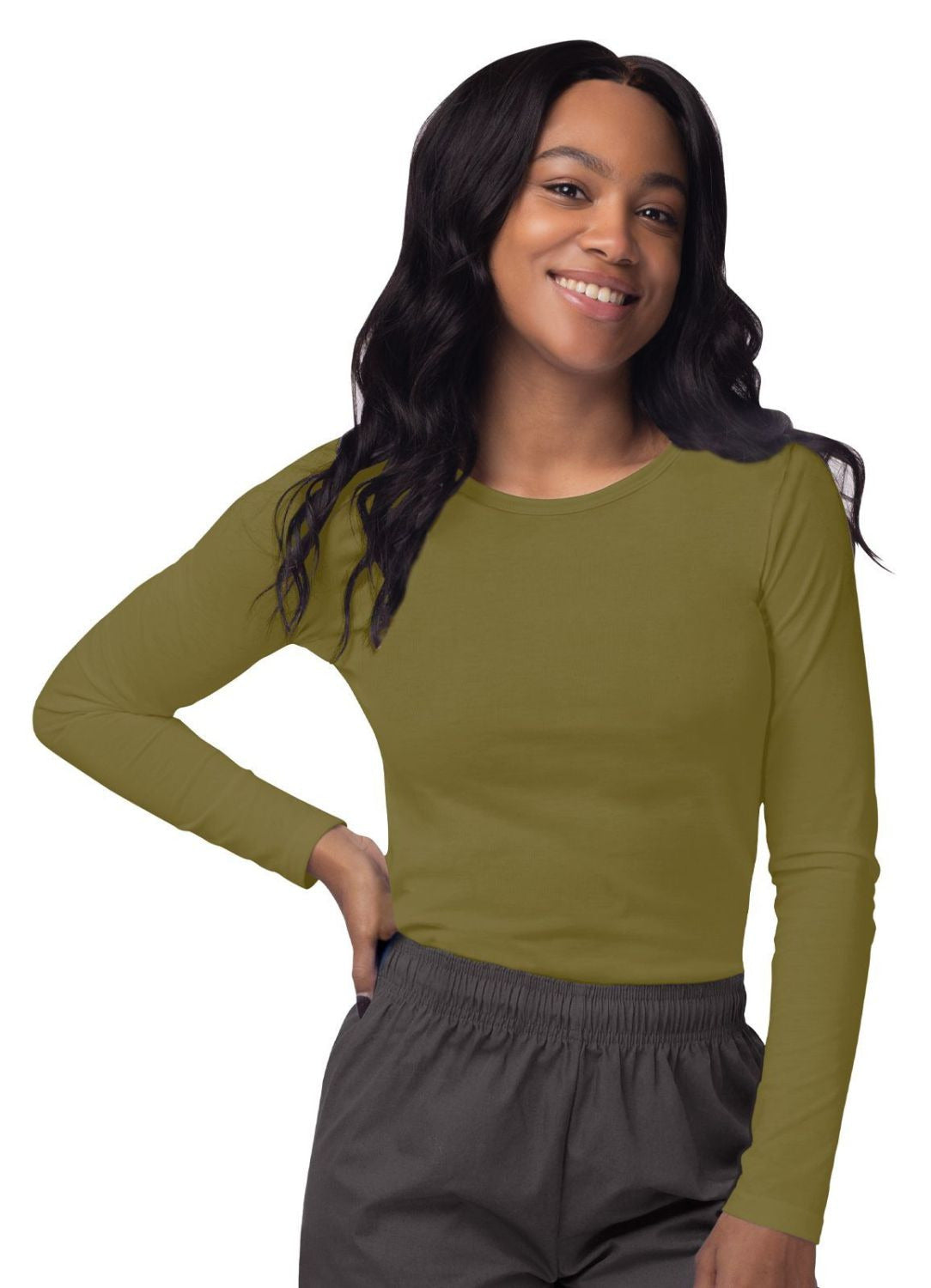 Adar Women's Long Sleeve Comfort Underscrub Tee 2