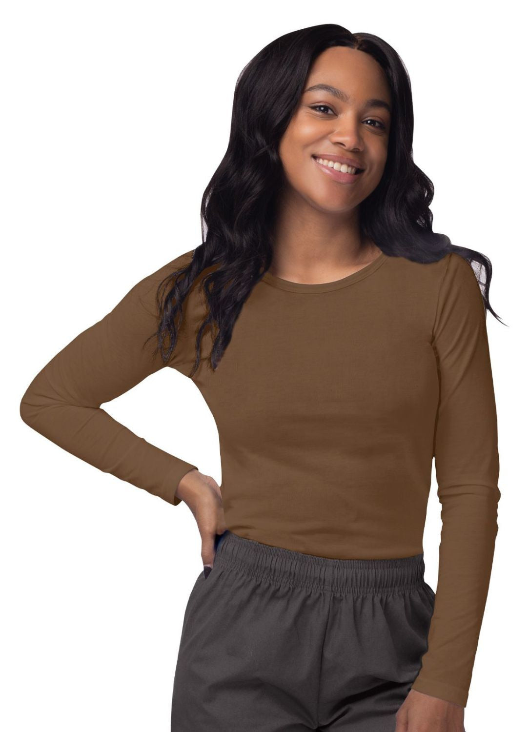 Adar Women's Long Sleeve Comfort Underscrub Tee 2