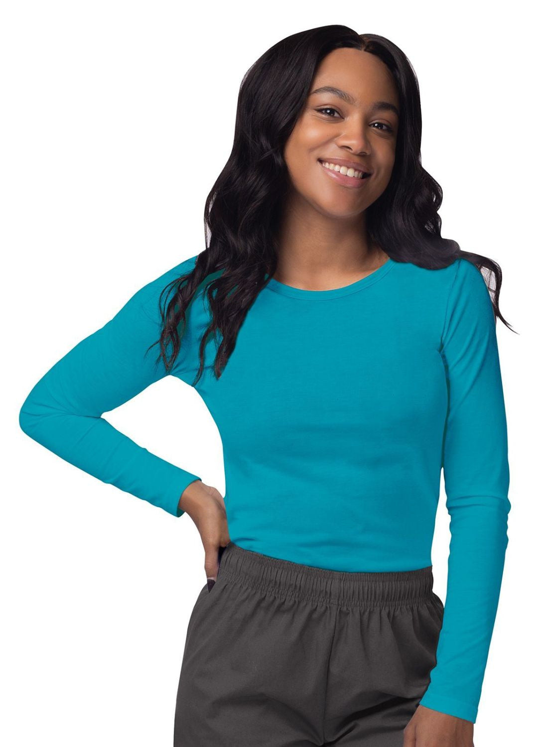 Adar Women's Long Sleeve Comfort Underscrub Tee 3