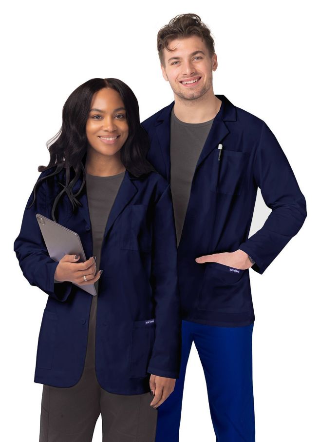 Adar 31" Unisex Consultation Coat - Black - Navy - White