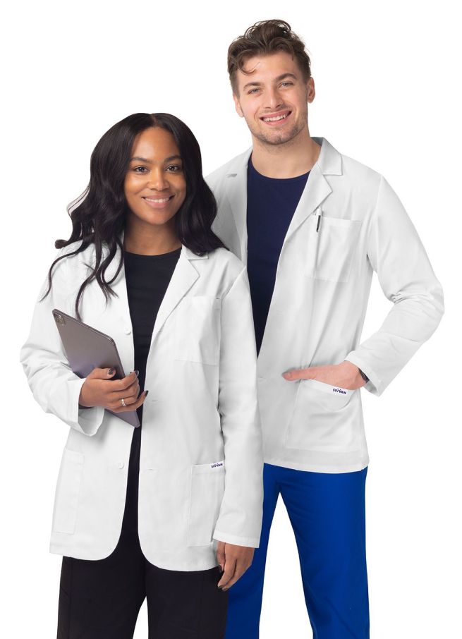 Adar 31" Unisex Consultation Coat - Black - Navy - White