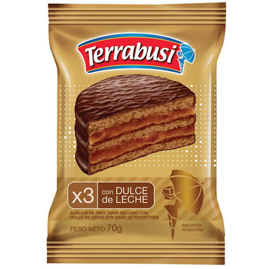 Pampa Direct Terrabusi Milk Chocolate Alfajor Triple with Dulce de Leche, 70 g / 2.5 oz (pack of 6)