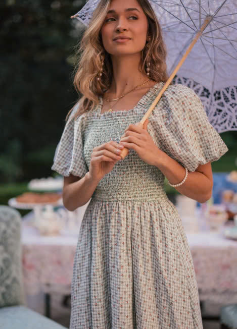 JessaKae Rosie Posie Dress - Tea Green