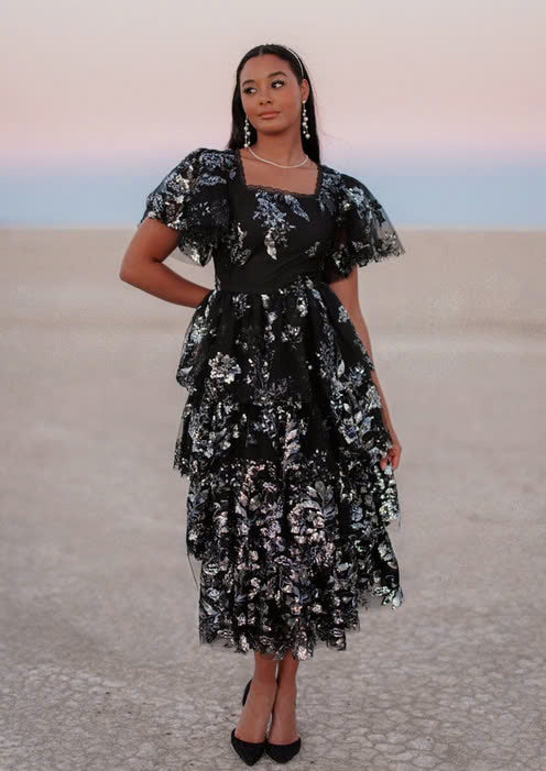 JessaKae Selena Dress - Black Shimmer