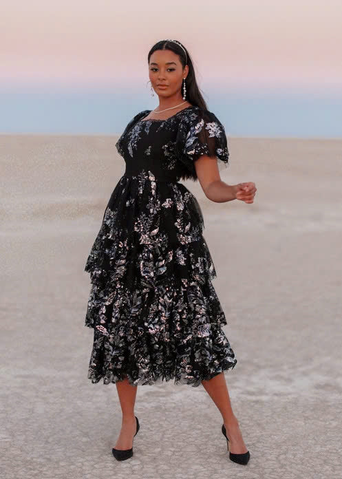 JessaKae Selena Dress - Black Shimmer